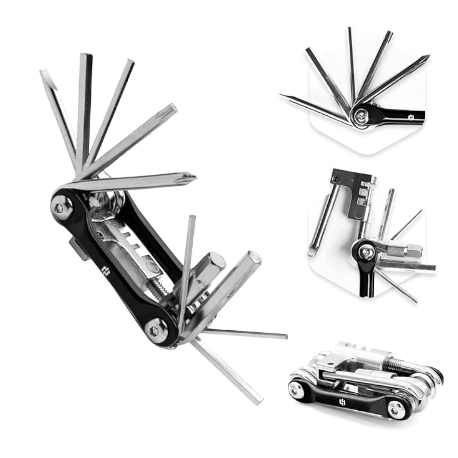 Hayvenhurst Bike Multitool - Bike Tool Kit -12 In 1 Lightweight Stainless Steel Bicycle Multi tool - Safety Locking, Survival Gear With Hex Key, Screwdriver, Chain Cutting Tool by
