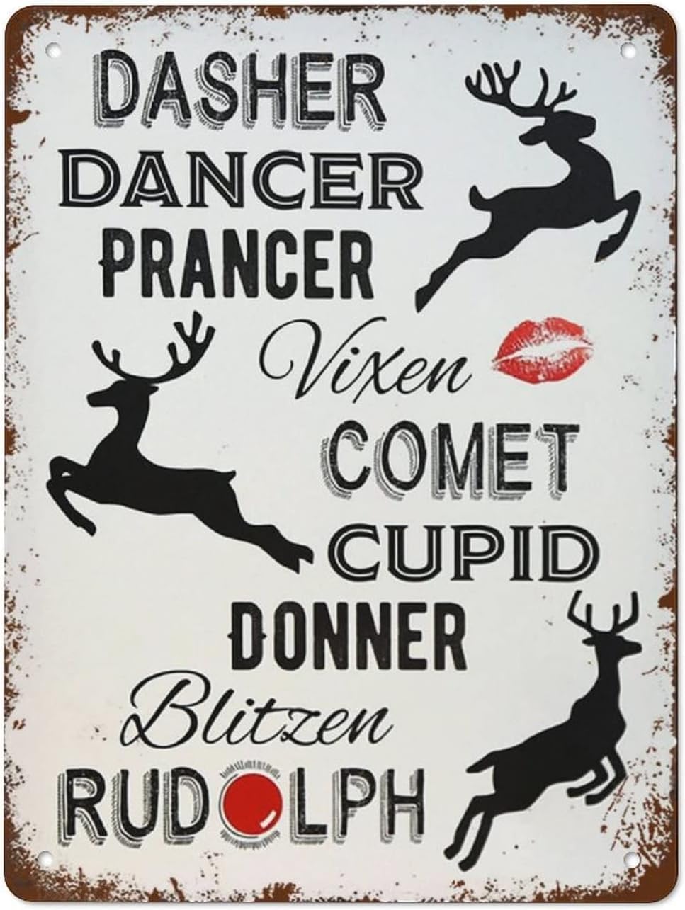 Nuboxx Vintage Funny Tin Signs Reindeer Names Christmas Living Room, Kitchen, Farm Tin Sign Hanging Poster Decor Rustic Home Decor 8X12 Inches