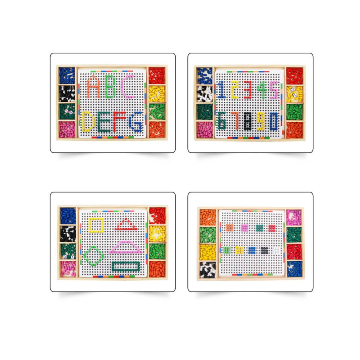 Gioco Puzzle a Chiodini Fungo Colorato per Bambini in Legno | Bianco, per Quotidiano e Compleanno, Ricca Creatività e Fantasia, Riconoscimento Colori