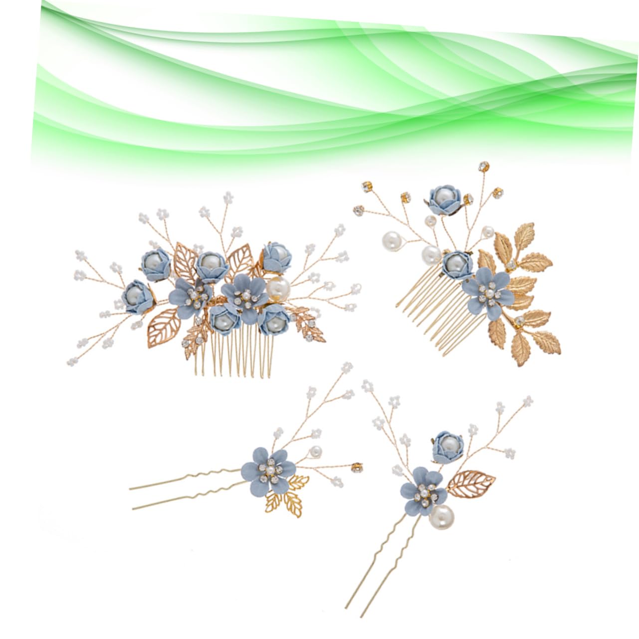 DOITOOL 20 Stk Braut Kopfschmuck Haarnadelstab aus Metall Damen Haar Klammern Haarspangen Strasssteine Golddekor Brautkamm Kamm für Braut Modellieren Blumen Anzug Passen Baby Zubehör