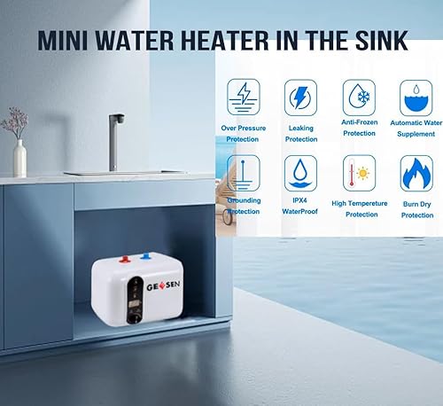 Miniatura 3 de Calentador eléctrico de agua caliente de 120240 V, pequeño tanque compacto, para caravana, remolque de 3.5 galones, 1.5 KW, cocina instantánea