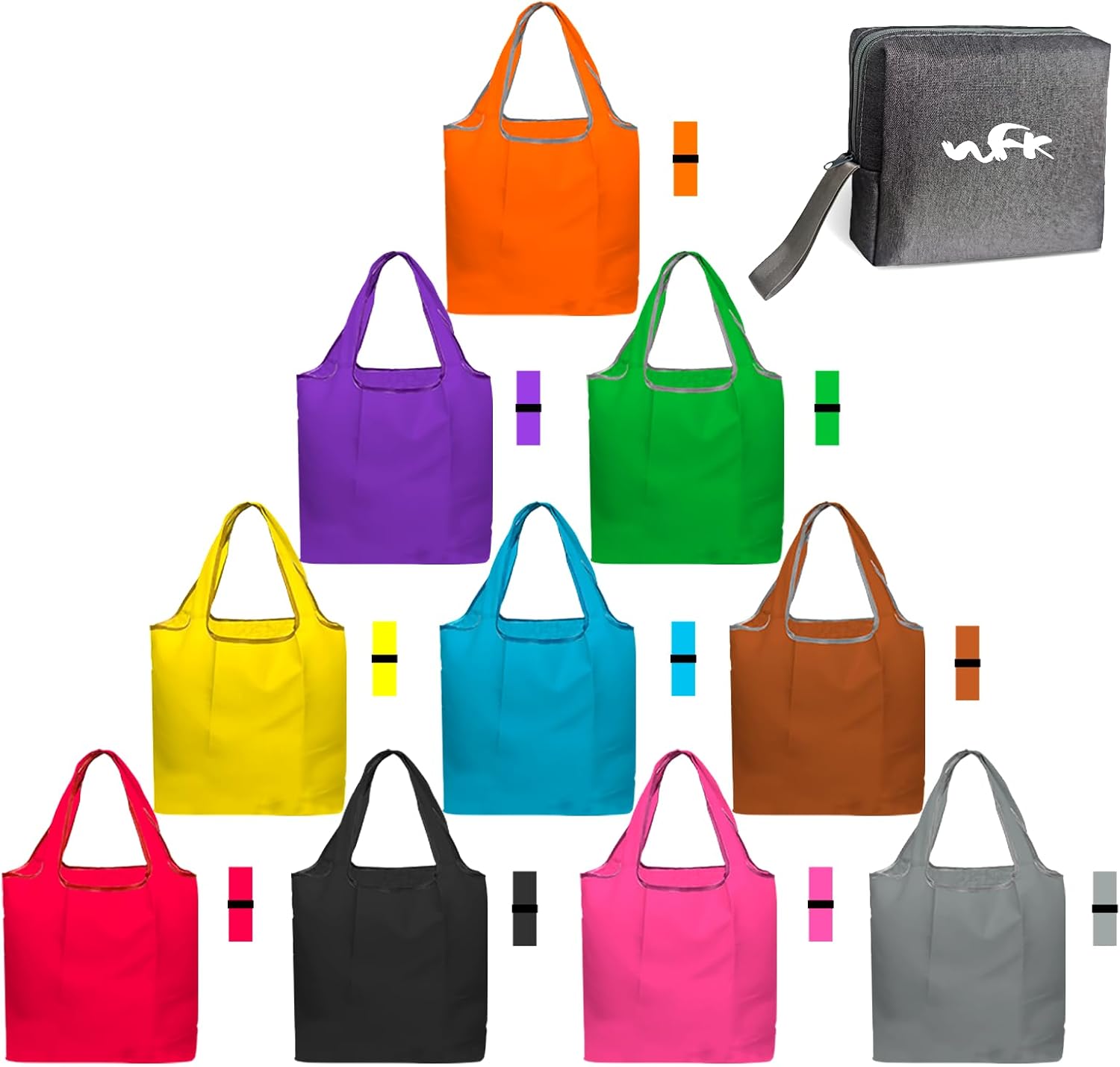 WFK Reusable Grocery Bags with Storage Box, Foldable Heavy Duty Shopping Tote, Washable Large Capacity (6/10 Pack)