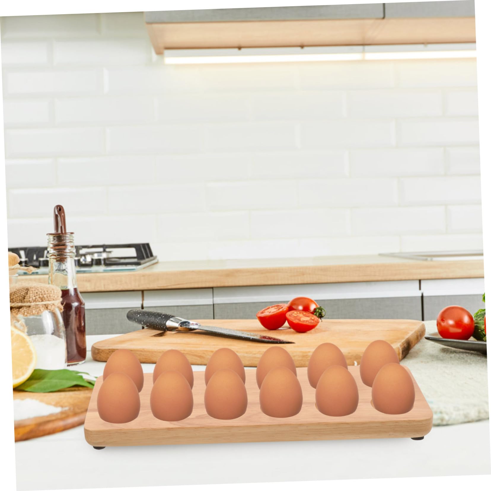 BESTonZON Caja De Almacenamiento Para Bandeja De Huevos De Madera Contenedor Para Colocar Huevos Bandeja Para Guardar Cocina