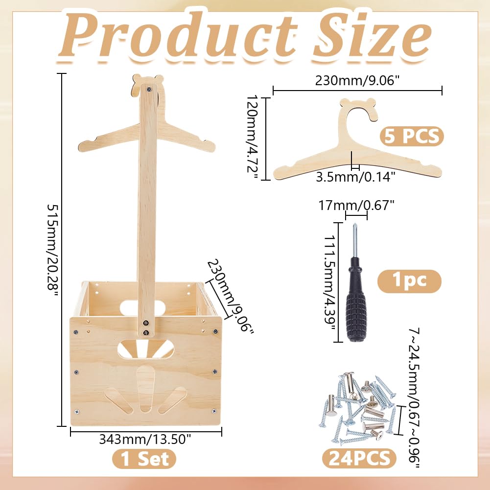 Holz Babykorb Kiste 34 x 23 cm Willkommensgeschenkkorb Mit Griff Und Kleiderbügeln Babykiste Für Babyparty Geschenkbox Für Neueltern