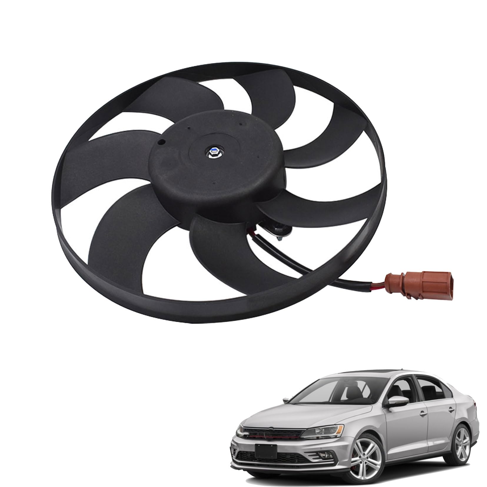 SEBLAFF Radiator Cooling Fan Replacement for Jetta 2005-2014 Replacement for A3 2006-2013 Replacement for Passat 2006-2012 1K0959455ET Right