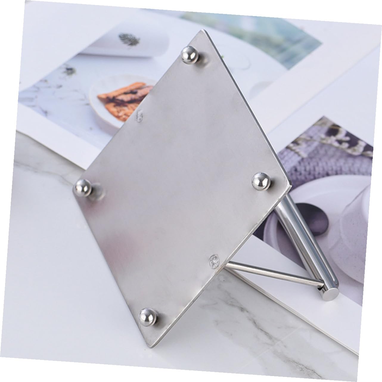 Servilletero de Acero Inoxidable Plateado Moderno Superficie Atractiva, Soporte para Servilletas Grandes y Papel de Cocina, Antideslizante y Conveniente para Restaurante