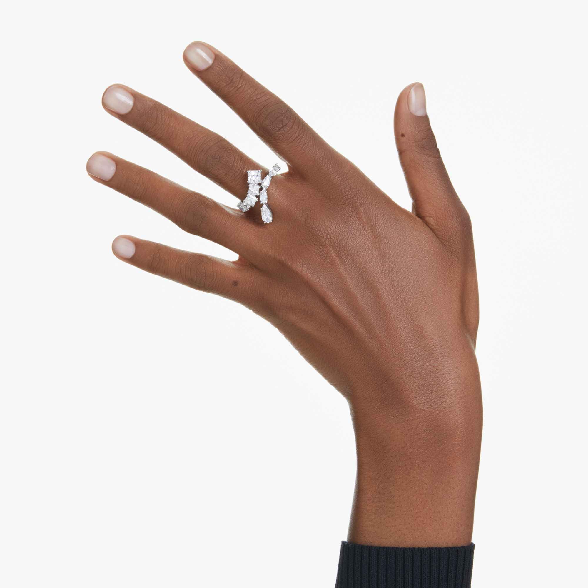 Swarovski Matrix Collezione bague, pierres transparentes tailles mixtes en sertissage rhodié