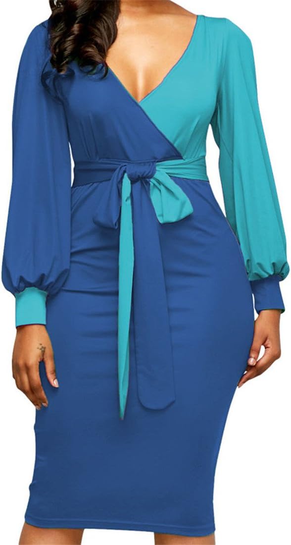 Womens Dresses,YKA Girl Long Sleeve Evening Party Beach Business Dress Skirt for Ladies(Blue, XL)