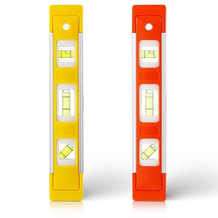 Tellegloww 9 Inch Magnetic Level Torpedo Level with Overhead Viewing Slot 3 Different Bubbles for Leveling 45 degree/ 90 degree/ 180 degreemeasuring Shock Resistant Torpedo Level
