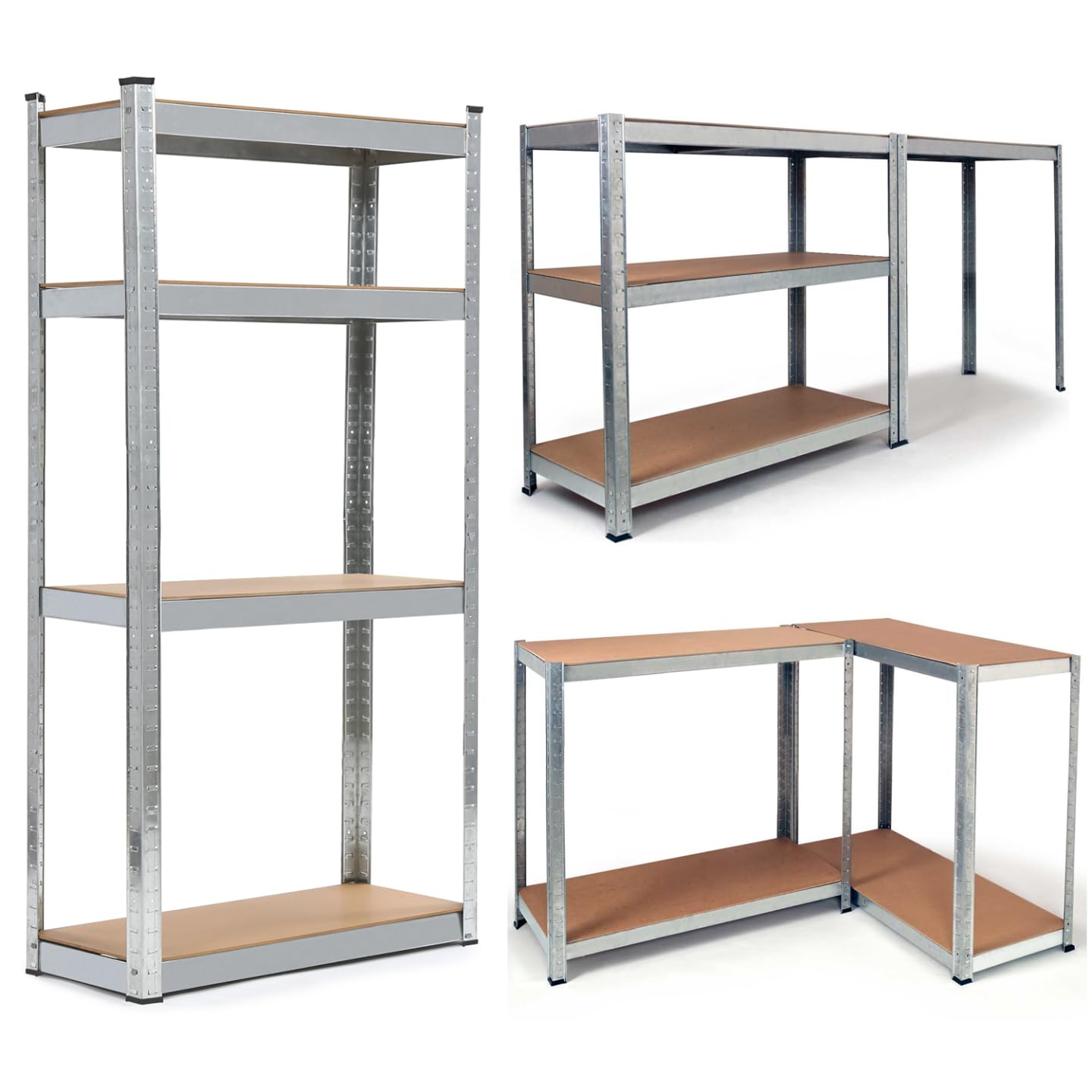 IDMarket - Lot de 3 étagères modulables Charges Lourdes en métal 12 Plateaux