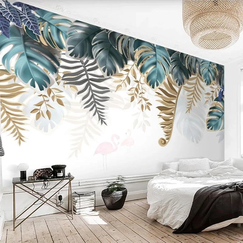 Papier peint mural 3d feuilles pour masquer les défauts du mur