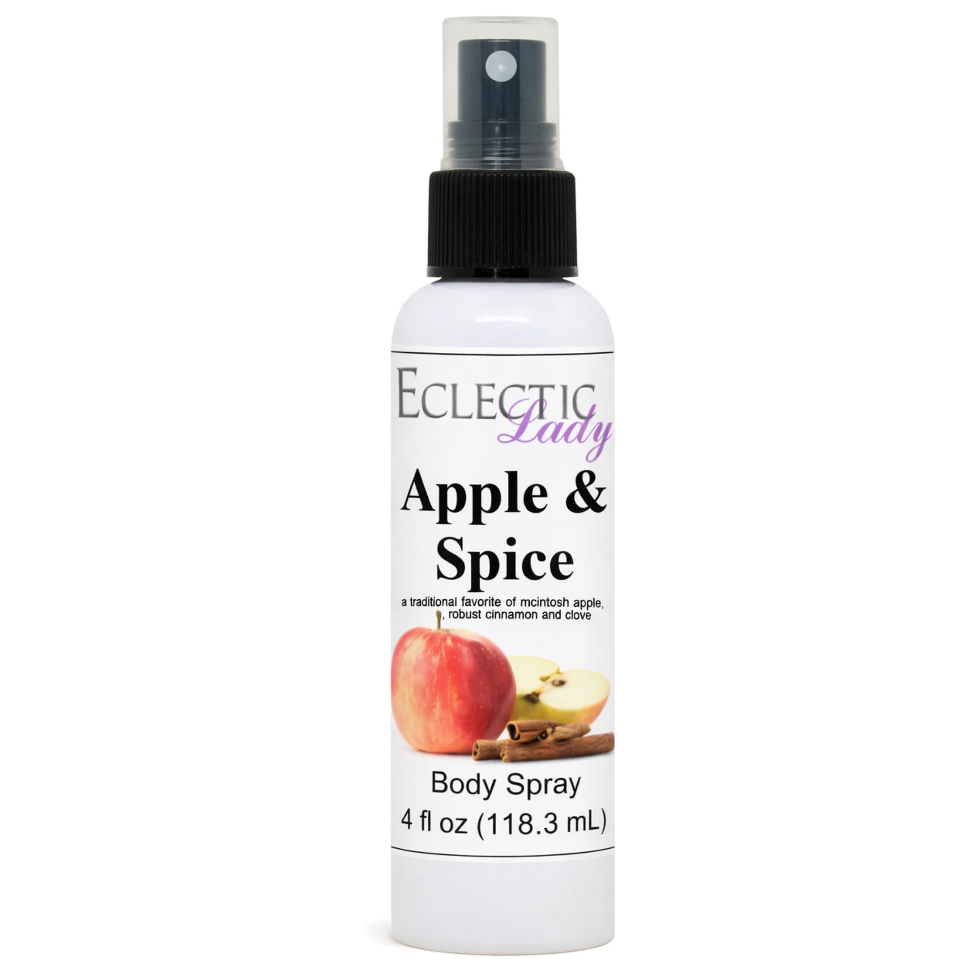 Eclectic Lady Apple and Spice Body Spray, 4 ounces, Body Mist for Women with Clean, Light & Gentle Fragrance, Cologne with Soft, Subtle Aroma For