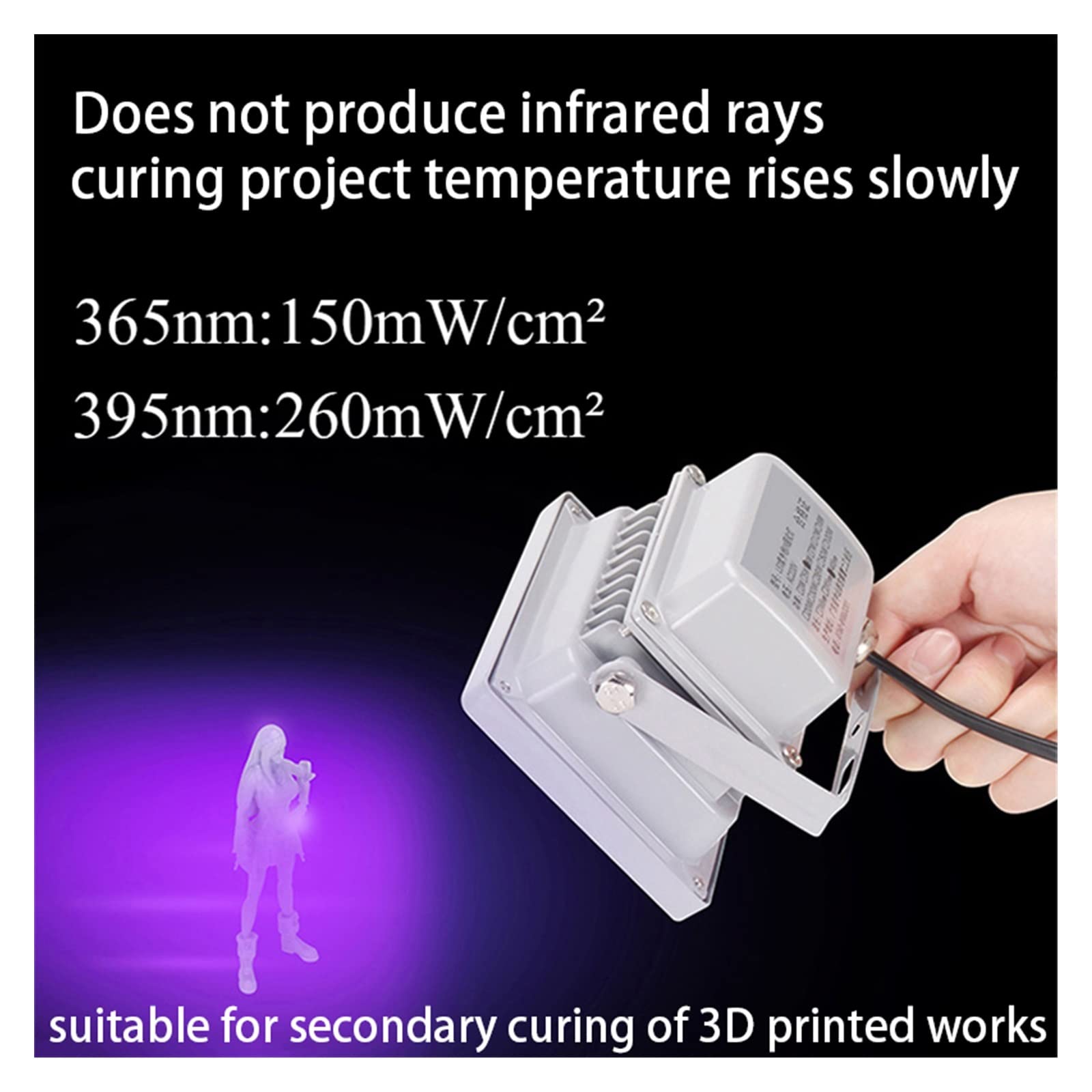 Lampada polimerizzante per resina UV Lampada UV 405nm Luce LED ultravioletta Resina fotosensibile sensibile ai raggi UV DLP/SLA Modello di stampante 3D Funziona Polimerizzazione secondaria Solidific