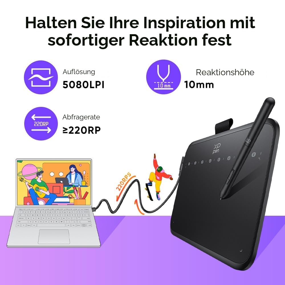 XPPen Deco 640 Grafiktablett, 16K Druckstufen, 6x4 Zoll, Zeichnen Tablet mit 8 Tastenkombinationen, für OSU Signature Drafting
