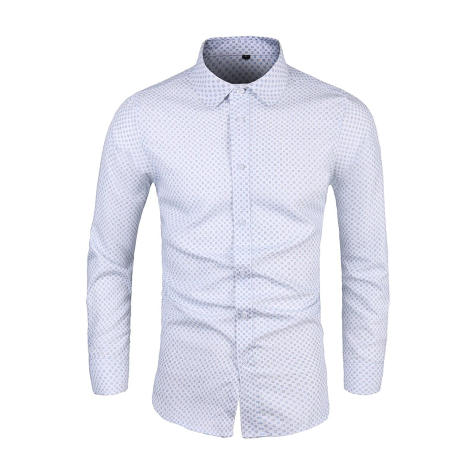 Plaid Dress Shirt Men Business Dressy Shirts Slim Fit Button Down Blouse Long Sleeve Tshirt Professional Work Blouse