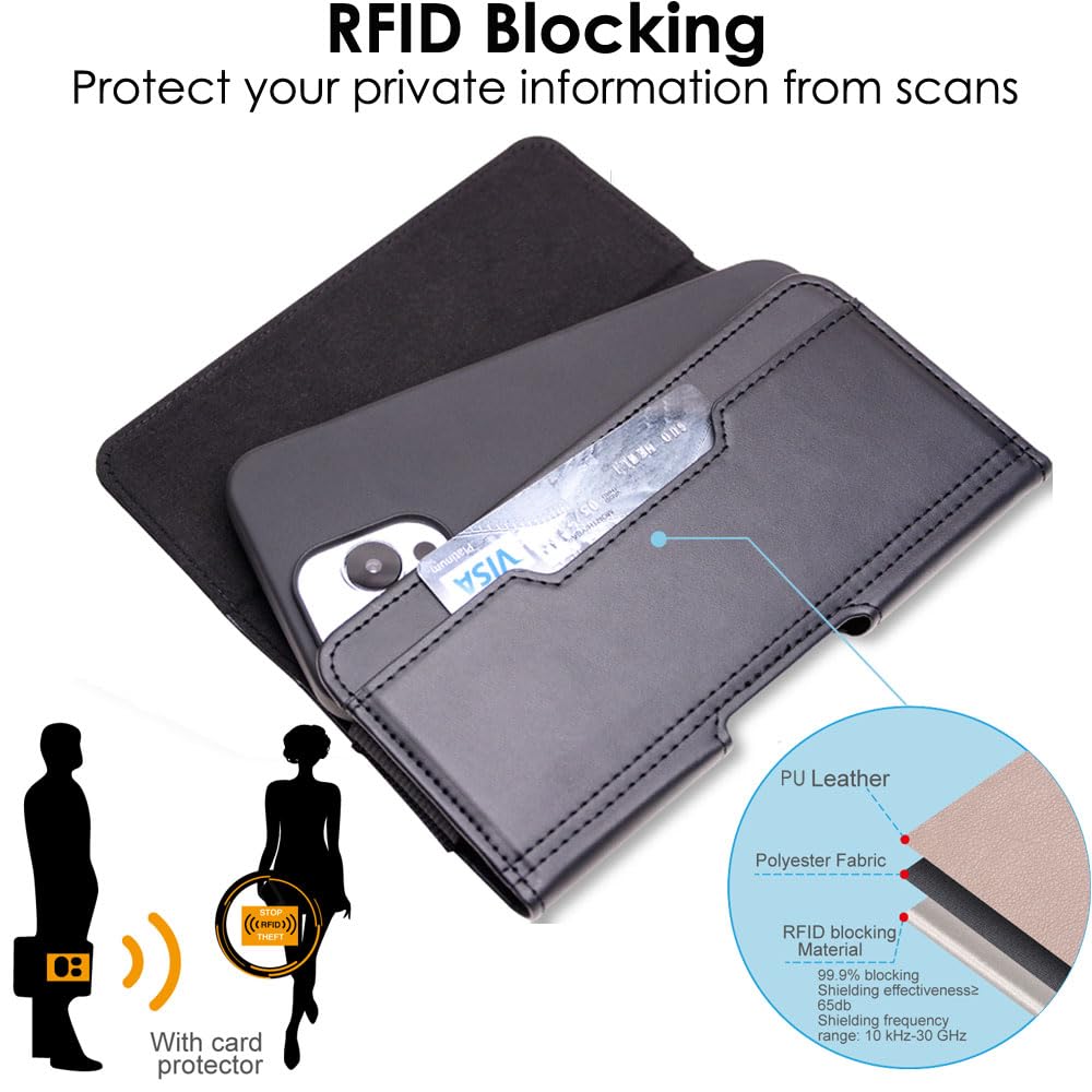 TECHGEAR RFID Blocking Card Holder PU Leather Holster Pouch Case with Belt Clip & Loop for OnePlus 13 11R 10T 10R 10 Pro - Image 3