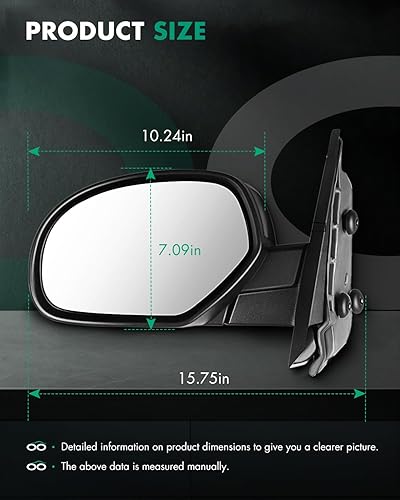 Miniatura 3 de SCITOO Espejo retrovisor lateral para Chevy y para modelos GMC – Silverado 1500 2500 3500 HD, Avalanche Suburban Tahoe Sierra Yukon – Espejo