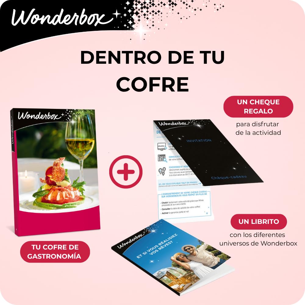 WONDERBOX - Caja Regalo - Cena con Estrellas - 1 Cena gastronómica para 2 Personas a Elegir Entre 55 restaurantes - Ideas Regalo Hombre Mujer Pareja Original