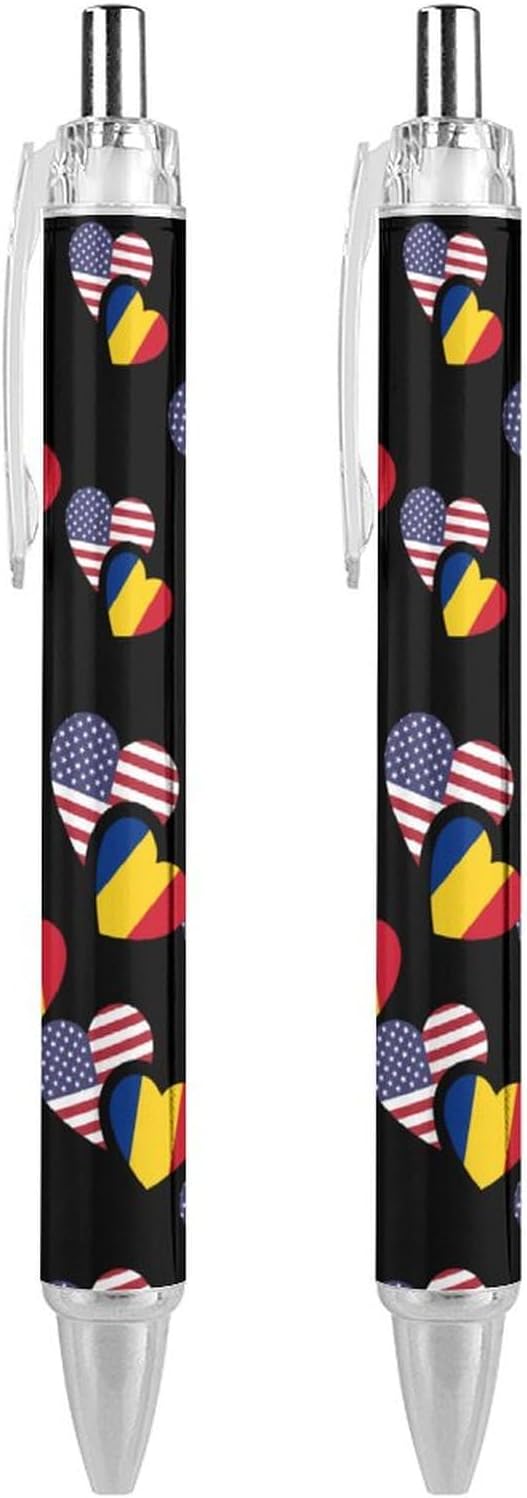 Romania U.S. Flag Funny Ballpoint Pens 0.5mm Retractable Ball Point Pen Smooth Writing 2 PCS Romania U.S. Flag Funny Ballpoint Pens 0.5mm Retractable Ball Point Pen Smooth Writing 2 PCS