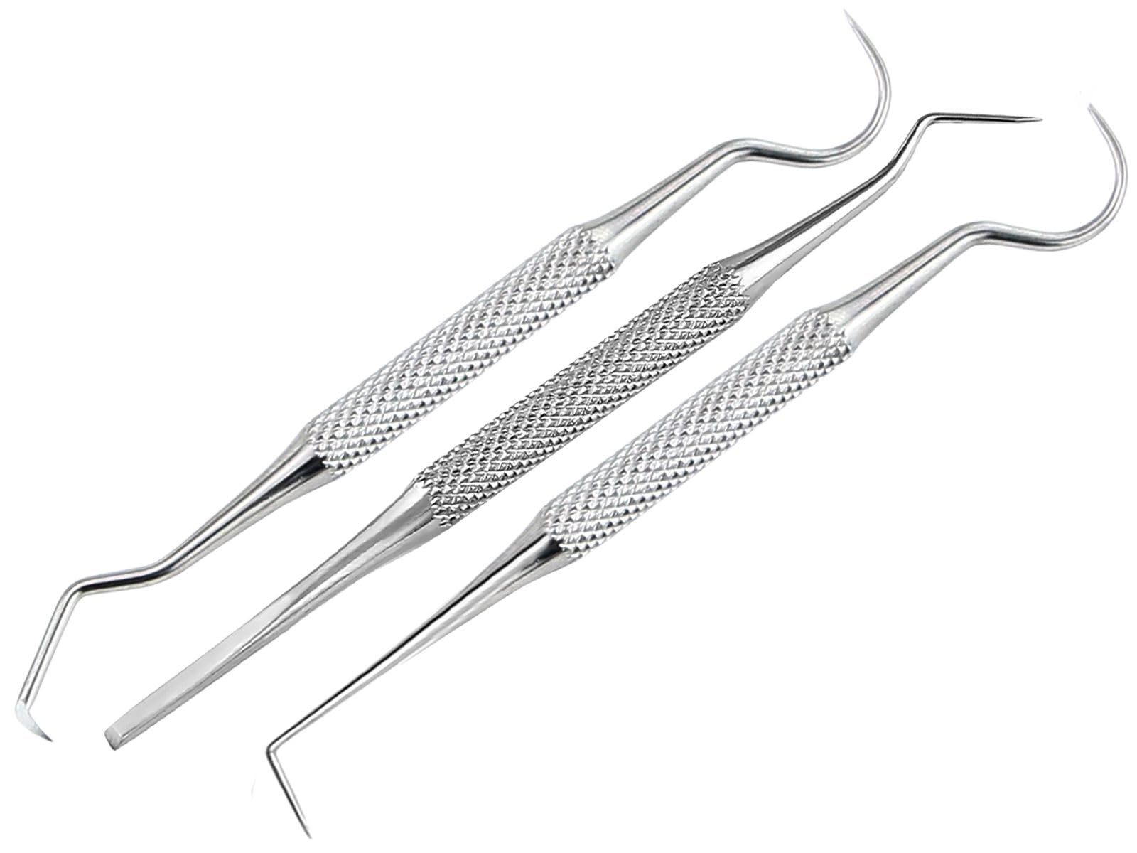 InstrumenteNrw Tartar Scraper 3-Piece Set Dog Tartar Remover Mini Toothpick Tooth Cleaner Pet Dental Care for Animals Made of Stainless Steel Also for Cats or Rodents Teeth Cleaning