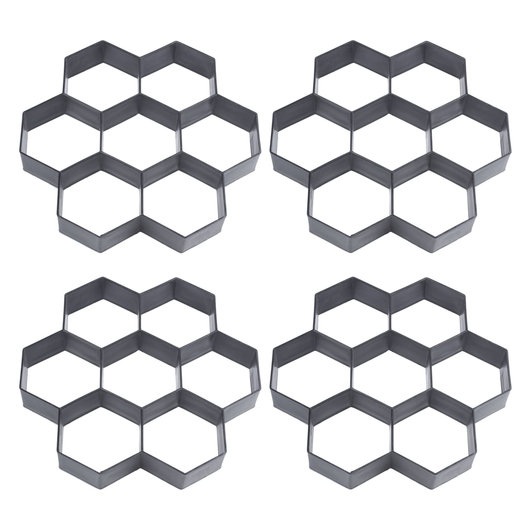 Jnchdghwa Black 4X Diy Patio Walk Maker Stepping Stone Concrete Paver Mold Reusable Path Maker Mold Garden Paving Stone Molds 30X30cm
