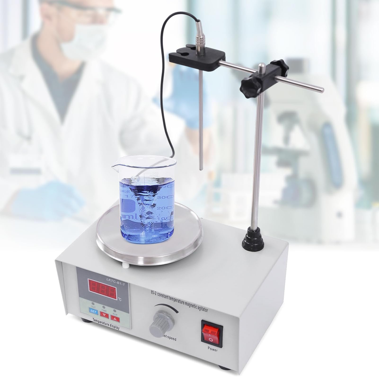 Agitatore Magnetico con Piastra riscaldante, agitatore Digitale con Piastra riscaldante, agitatore Magnetico con Display Digitale a LED per agitazione nella Ricerca scientifica Piastra