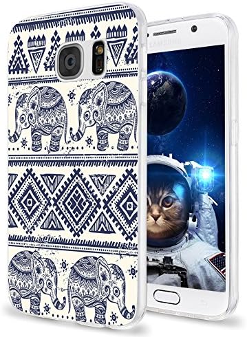ChiChiC S7 Case,Galaxy S7 Case,360 Full Protective Anti Scratch Slim Flexible Soft TPU Gel Rubber Clear Cases Cover with Design for Samsung Galaxy S7,Cartoon Animal Blue Indigo Ethnic Elephant