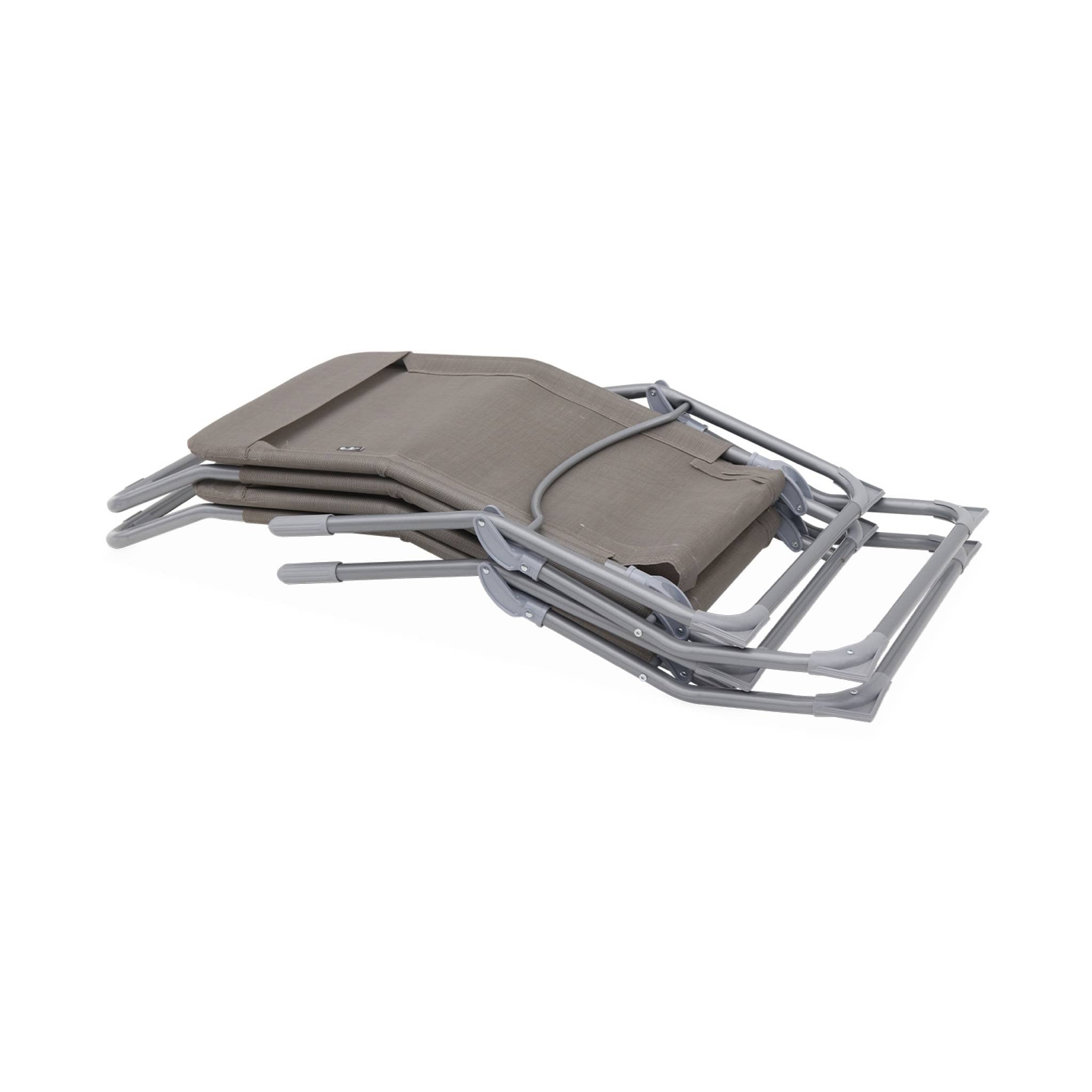 Set 2 sdraio in textilene multiposizione Grigio bruno - 60x165x70 cm