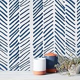 Guvana 17.7'×118'Striped Contact Paper Blue and White Wallpaper Line Peel and Stick Wallpaper Deep Blue Self Adhesive Wallpaper Removable Contact Paper Modern DIY Wallpaper for Bathroom Cabinets Decor