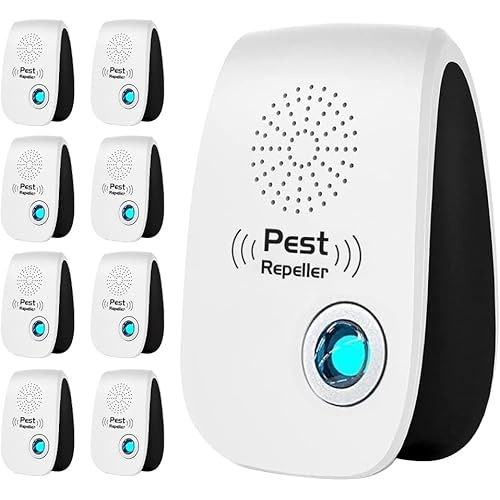 Toyukia 2023 Upgraded Dual Ultrasonic Pest Repeller 8 Pack, Electronic Repellent, Control Plugin for Insects, Roach,Mice,Spider, Mosquito Repellent Home, Kitchen, Office, Warehouse, Garage, white