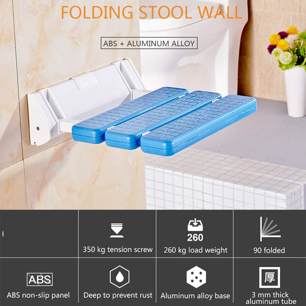 DYTWXG Silla de Ducha Plegable en la Pared 130 kg, Silla de Ducha Plegable en la Pared de Acero Inoxidable, Asiento de Seguridad para el baño, Ayuda para la Ducha para Ancianos/discapacitados