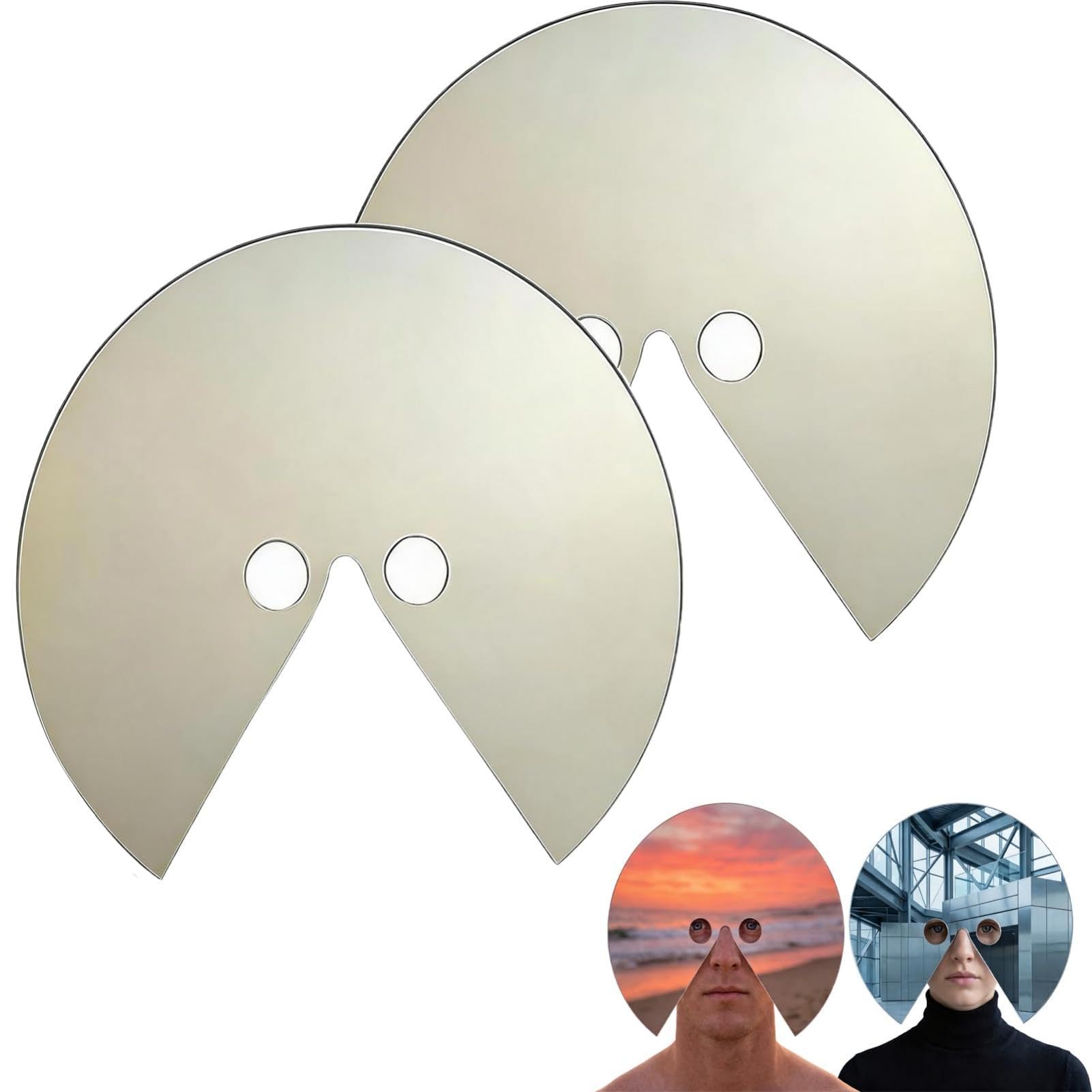 Mirror Mask, Acrylic Head-mounted Half Face Mask, Anti Selfie Reflective Head Mirror, Creative Photo Prop for Photography & Video Art, Halloween Costumes, Novelty Decoration、2 Pcs