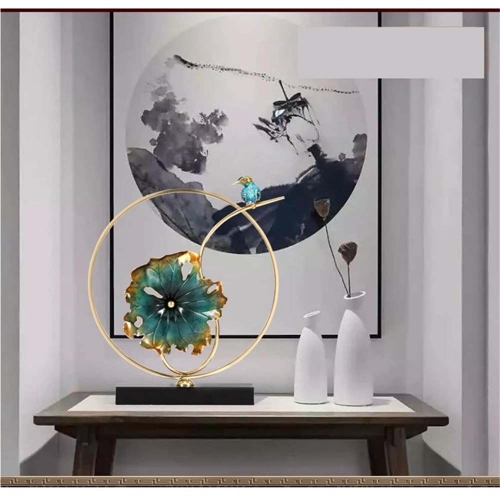 Estatua de Mesa Personalized Light Luxury Copper Decorative Ornaments Lotus Leaf and Bird Shape Crafts Estatua de Decoración