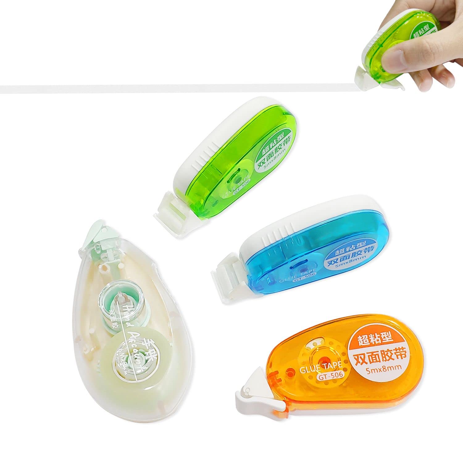4 rodillos de pegamento de doble cara, rodillo de cinta adhesiva permanente, aplicador de cinta adhesiva para manualidades, tarjetas, diario de viñetas y álbumes de recortes
