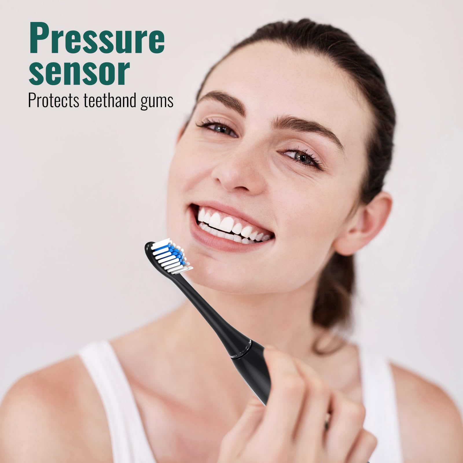 NBGRLVS Spazzolino elettrico ricaricabile Sonic per adulti con 4 testine, 3 modalità, timer intelligente da 2 minuti e ricarica rapida di 6 ore, perfetto per viaggi e facile cura dentale (nero)