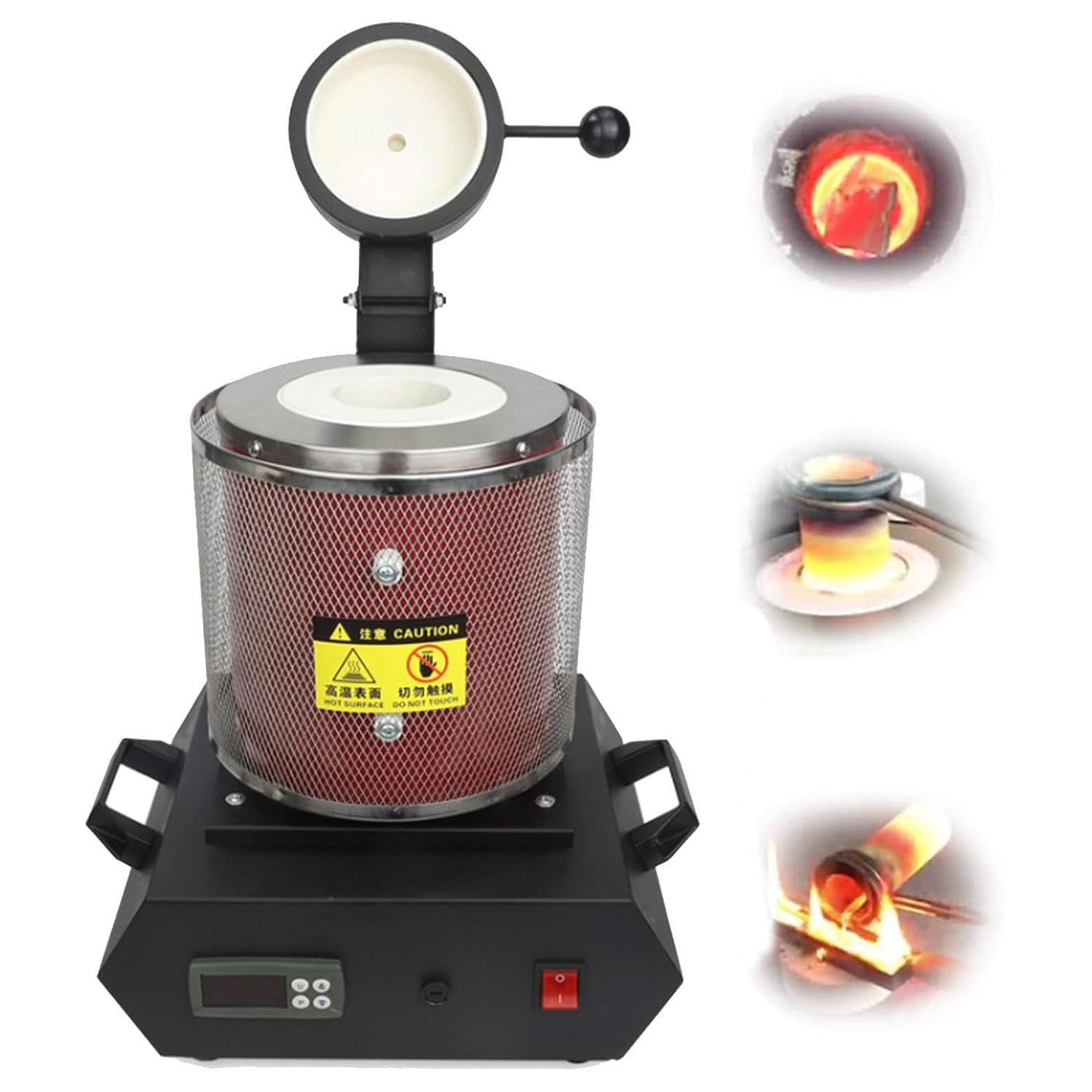 Four de fusion pour métal électrique, machine de four de fusion d'or numérique, four de fusion de creuset en graphite 1150 °C, module PID électrique de four de fusion 1500W, four de fusion,Red-2KG
