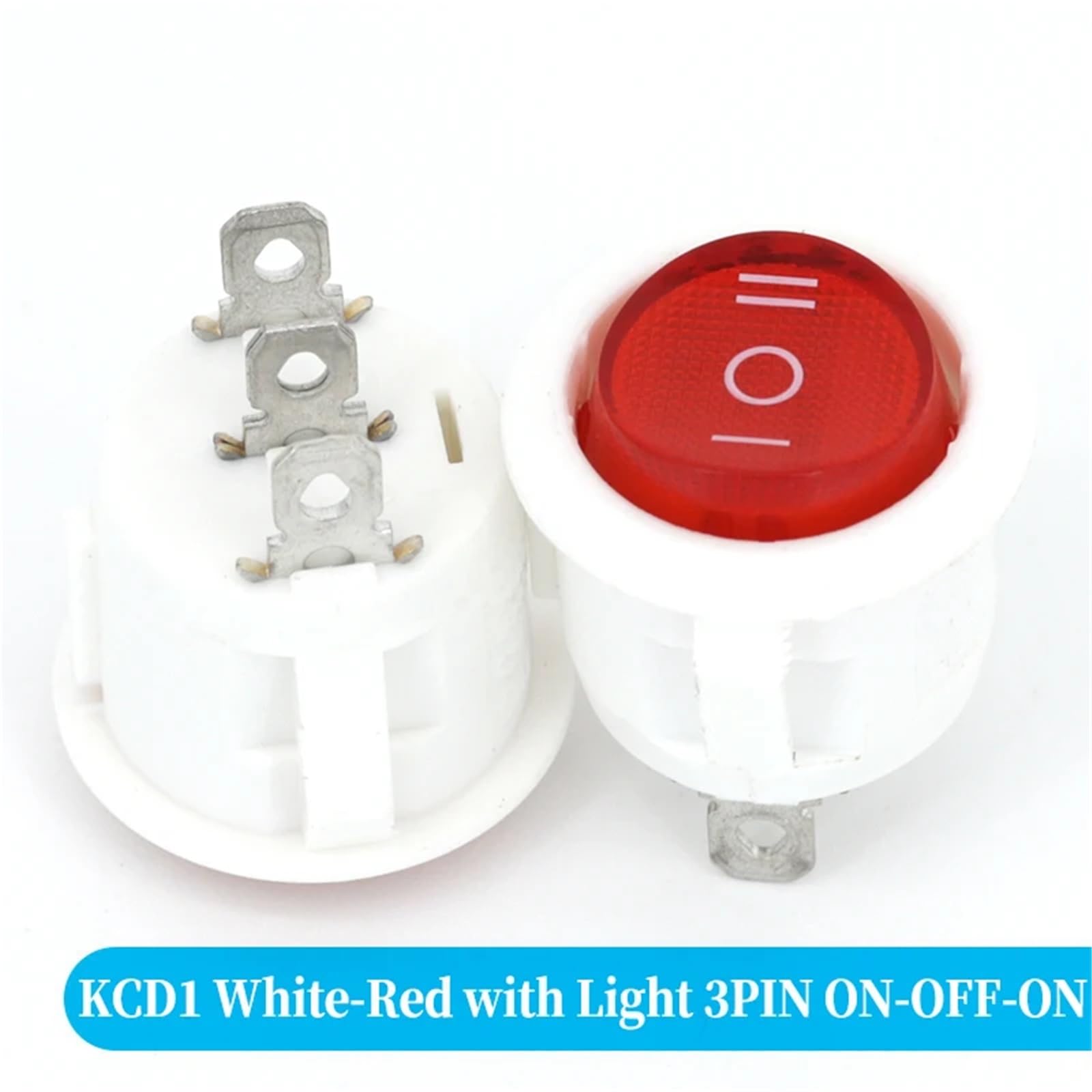 2 szt. ON/OFF okrągły przełącznik kołyskowy LED, podświetlany na deskę rozdzielczą, 12 V, 24 V, 6 A, 250 V, 10 A, 125 V, 2/3/4-pinowy, przełącznik 20 mm (pomarańczowy)