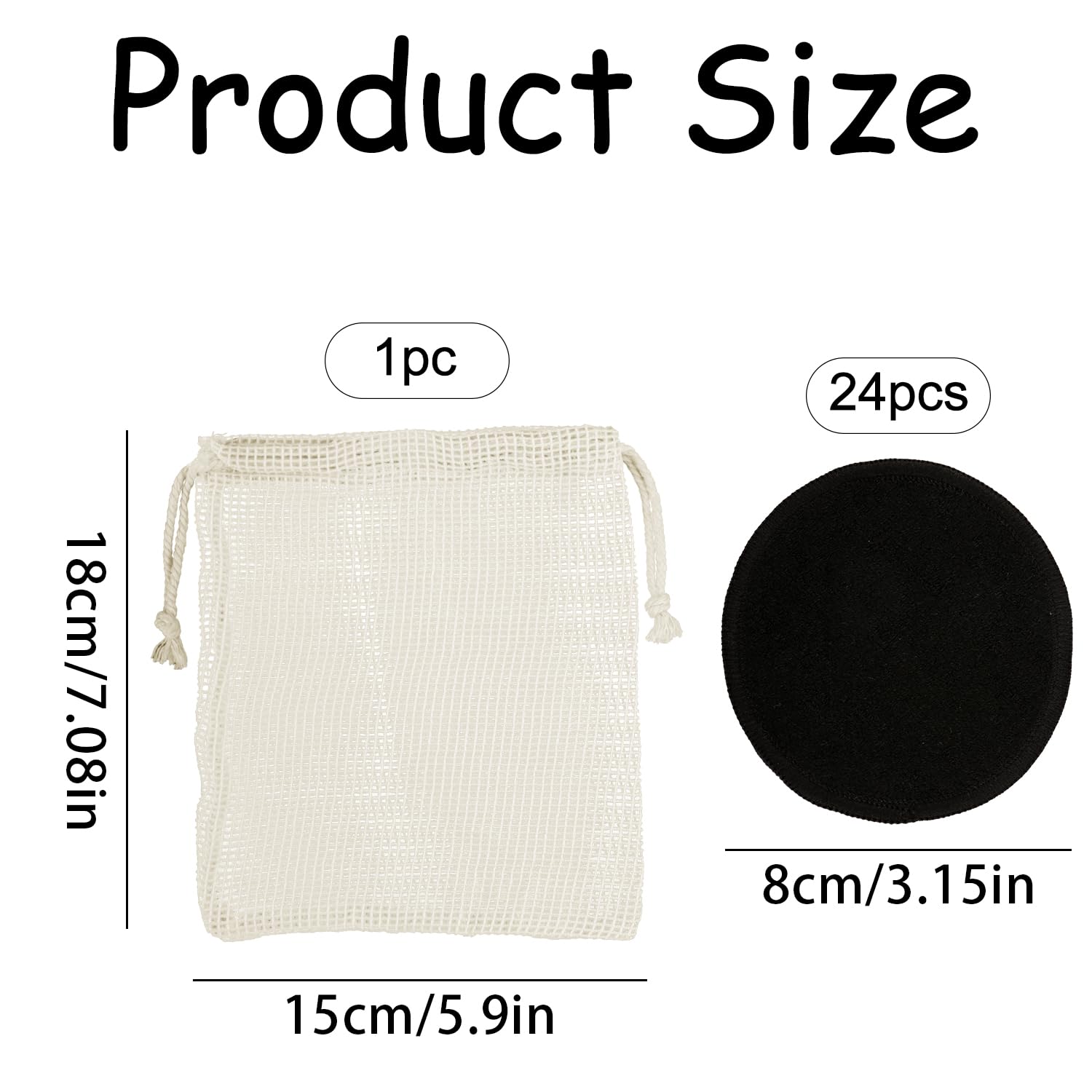 Luckious 24 PCS Bamboo Fiber Makeup Remover Pads, Reusable Face Puff for Gentle Cleansing and Makeup Removal, Eco-Friendly - Image 2