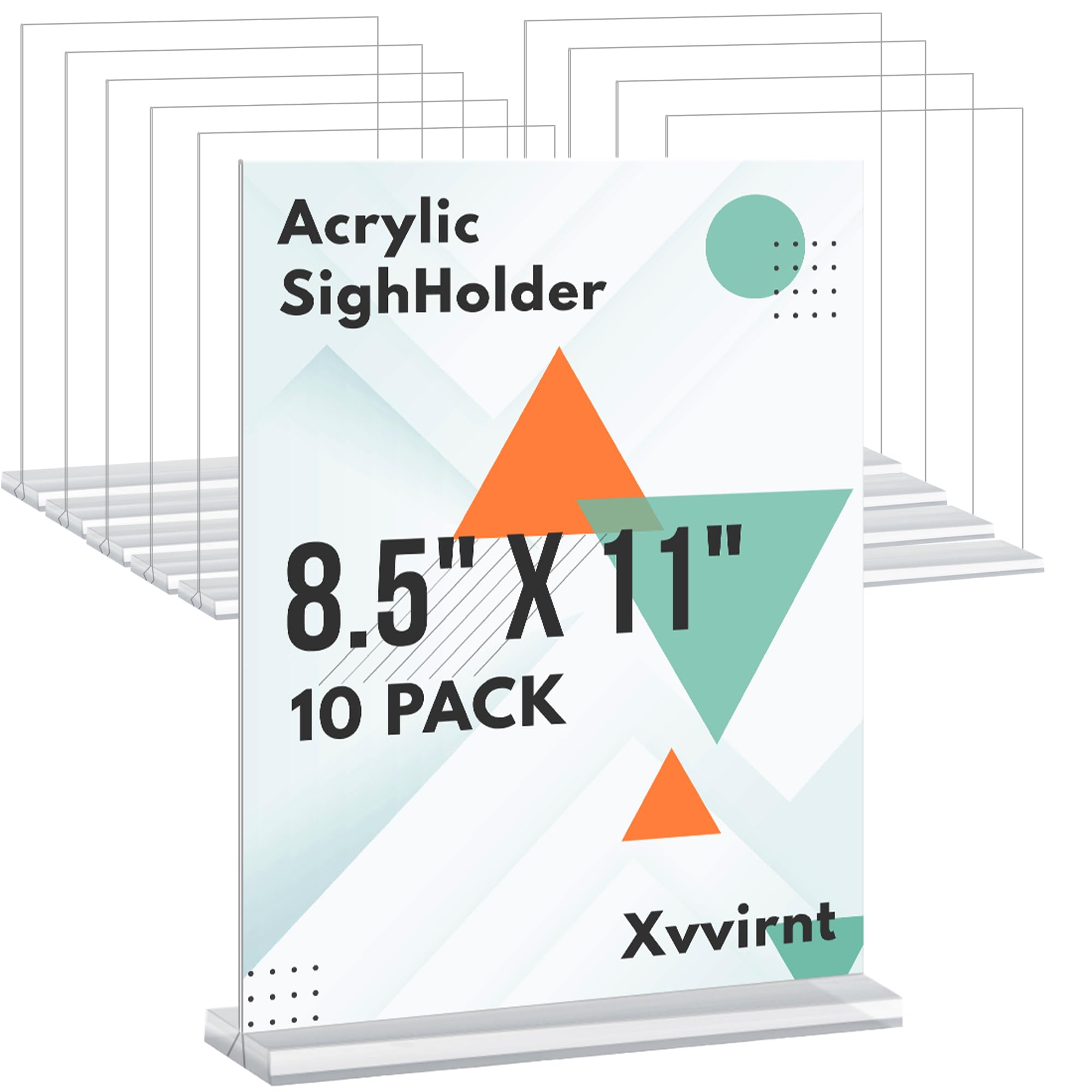 Xvvirnt 10 Pack Acrylic Sign Holder, Clear Plastic Sign Holders, 8.5 x 11