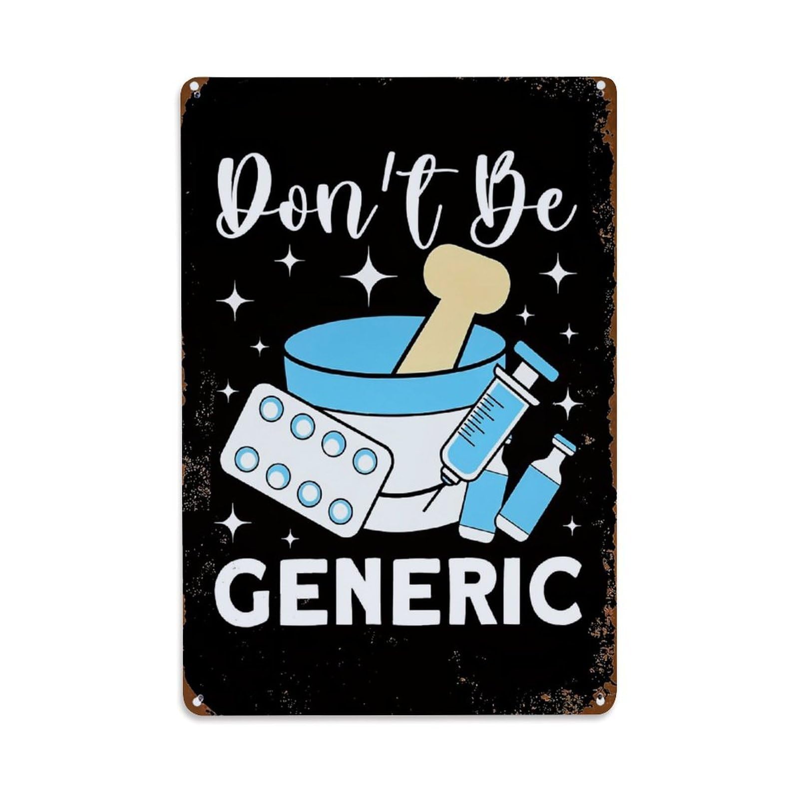 Jdfenggu Vintage Don't Be Generic Medical Illustration Retro Metal Tin Sign, Metal Poster For Bar, Home, Man Cave, Kitchen, Laundry Room Art Decor 8X12 Inch