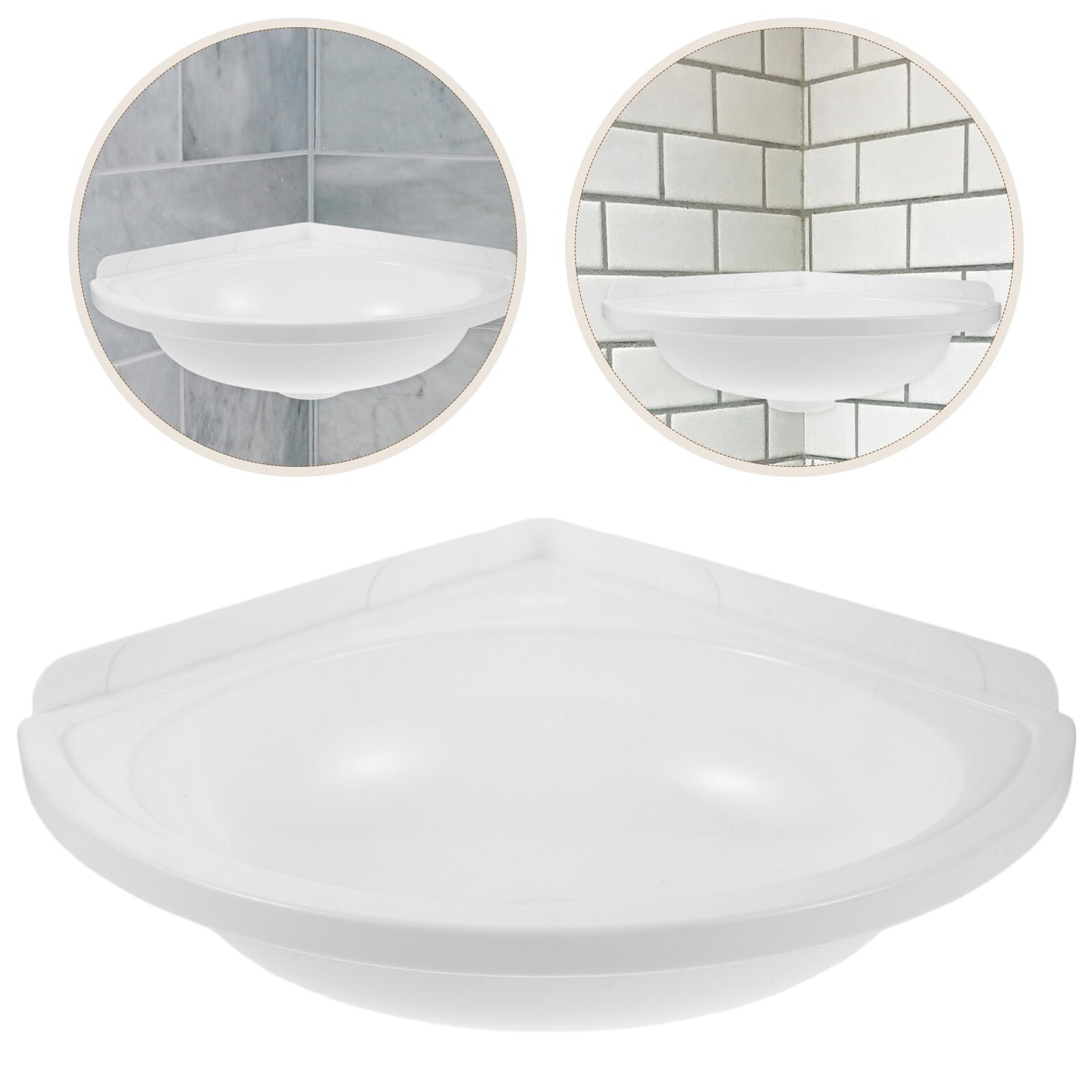 Gatuida Lavabo de Esquina Triangular Pequeño Blanco, Montado en Pared, Ligero Plástico, Adecuado para Baños Compactos y Espacios Reducidos