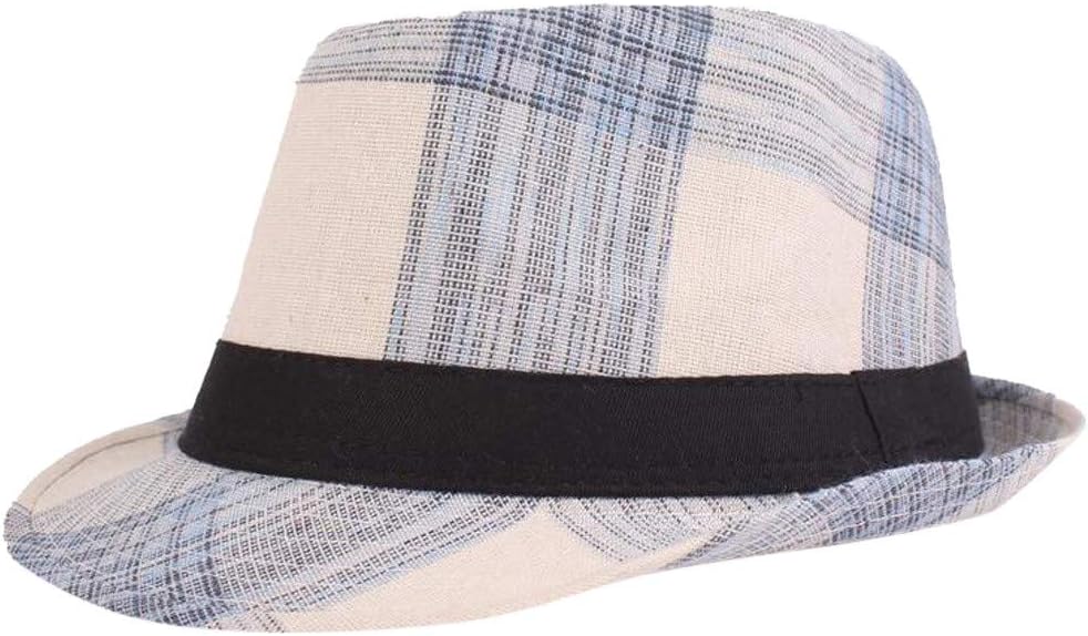 Spring and Summer Plaid Hats Jazz Hats Literary Youth Hat Middle and Old Hat Leisure Flexible Wide Brim Fedora Hat