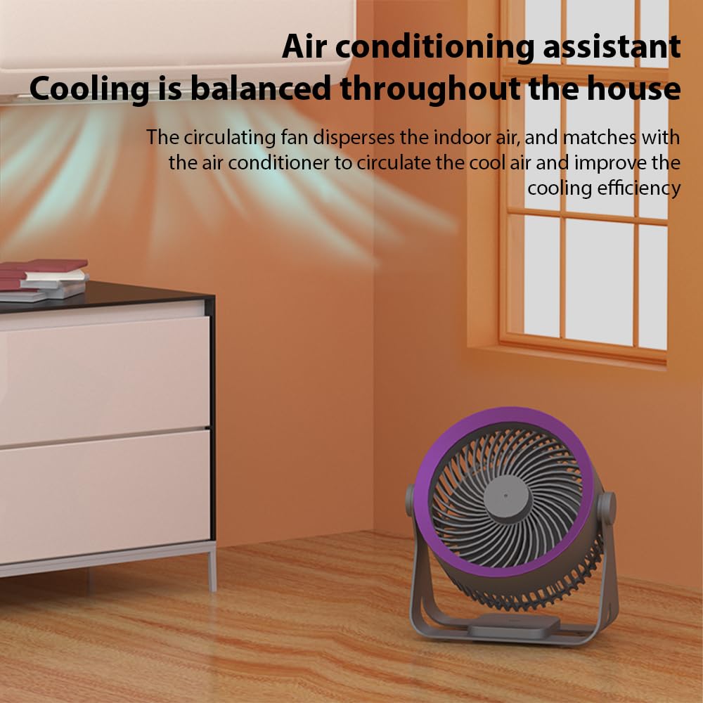 Ventilatore da tavolo elettrico senza fili portatile silenzioso con circolazione d'aria a 3 velocità per casa, ufficio, camera da letto, dormitorio, viaggi, campeggio, raffreddamento a soffitto a