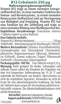 Jamieson Vitamin B12 (Methcycobalamin)250mcg, 100 Tablets
