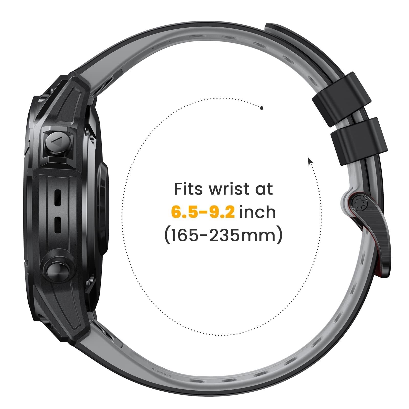 Kompatybilny z paskiem Garmin Fenix 7X, 26 mm miękki silikonowy pasek do zegarka zamiennik do zegarka Fenix 5X / Fenix 6X / Fenix 5X Plus / Fenix 6X Pro / Fenix 3 / Fenix 3HR Smartwatch