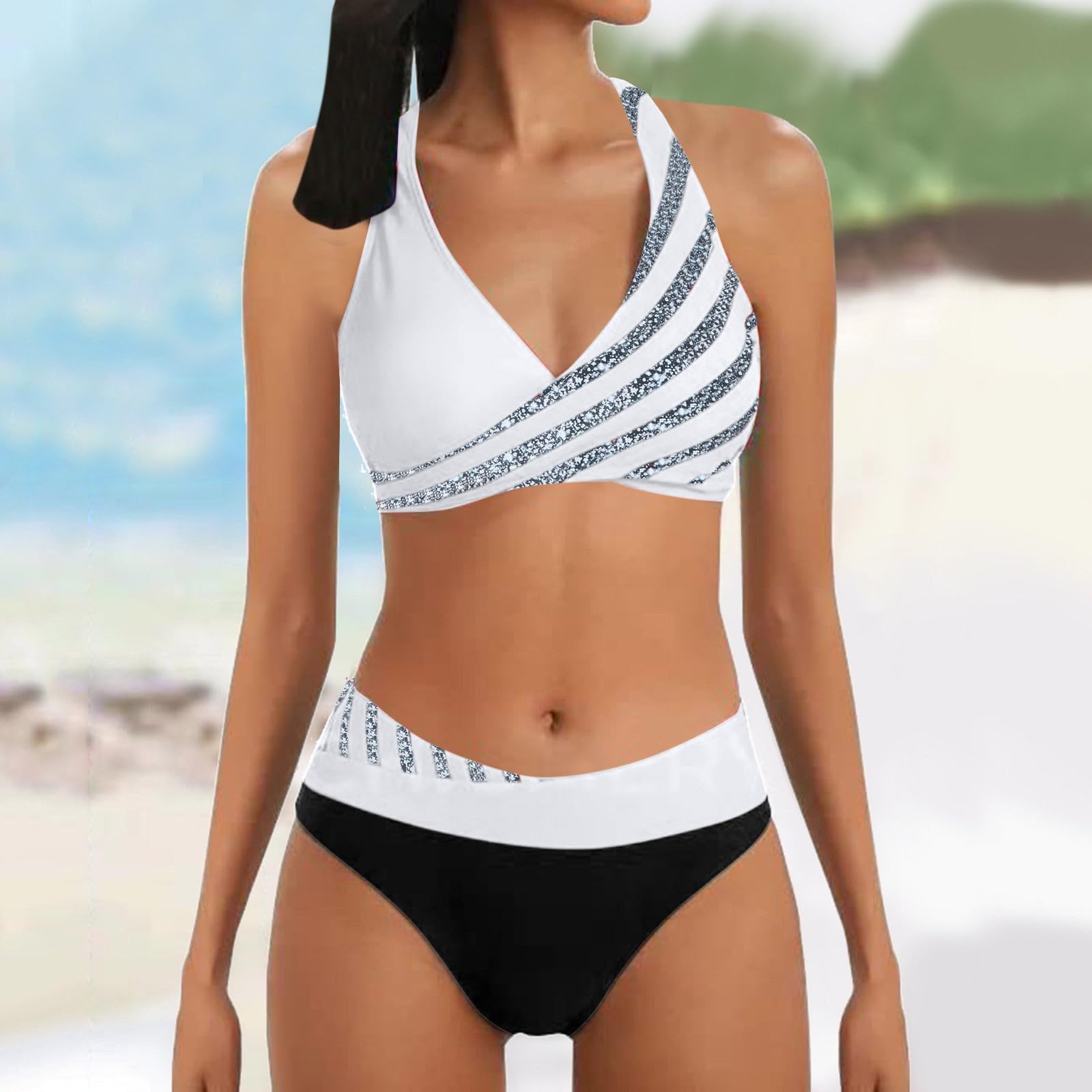 Conjuntos De Bikini for Mujer Conjunto Traje Baño Estampado con Parte Inferior for, Morado, XXL