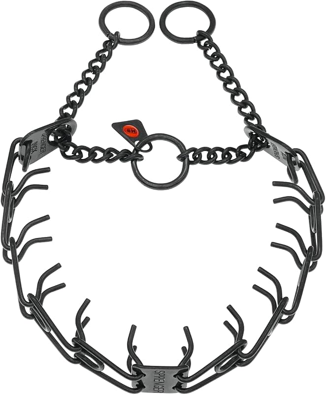 Coleira de Pinos Easy On para Cães em Aço Inoxidável Preto HS HERM. SPRENGER GERMANY 2,25 mm para Pescoço de até 33 cm