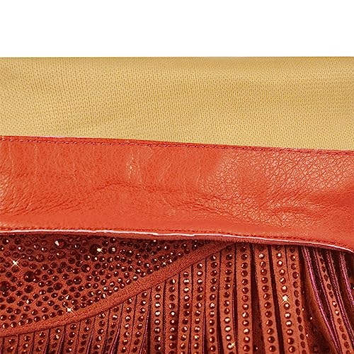 VERISSON Women's Rhinestone Tassel Western Knee Boots Almond Toe Middle Heels Crystal Cowboy Boots3