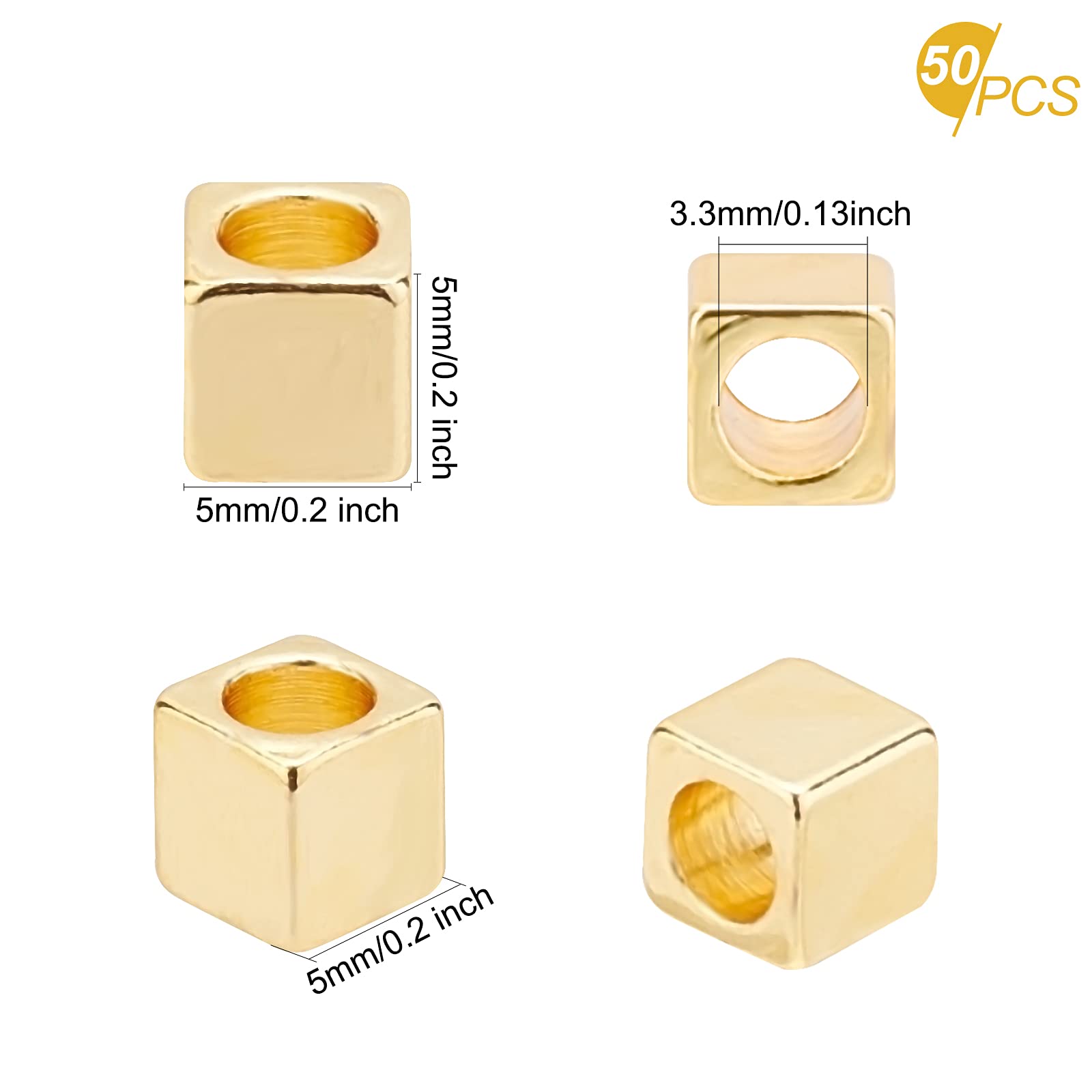 SUPERFINDINGS 50PCS 5mm Cubo Distanziatore Perline