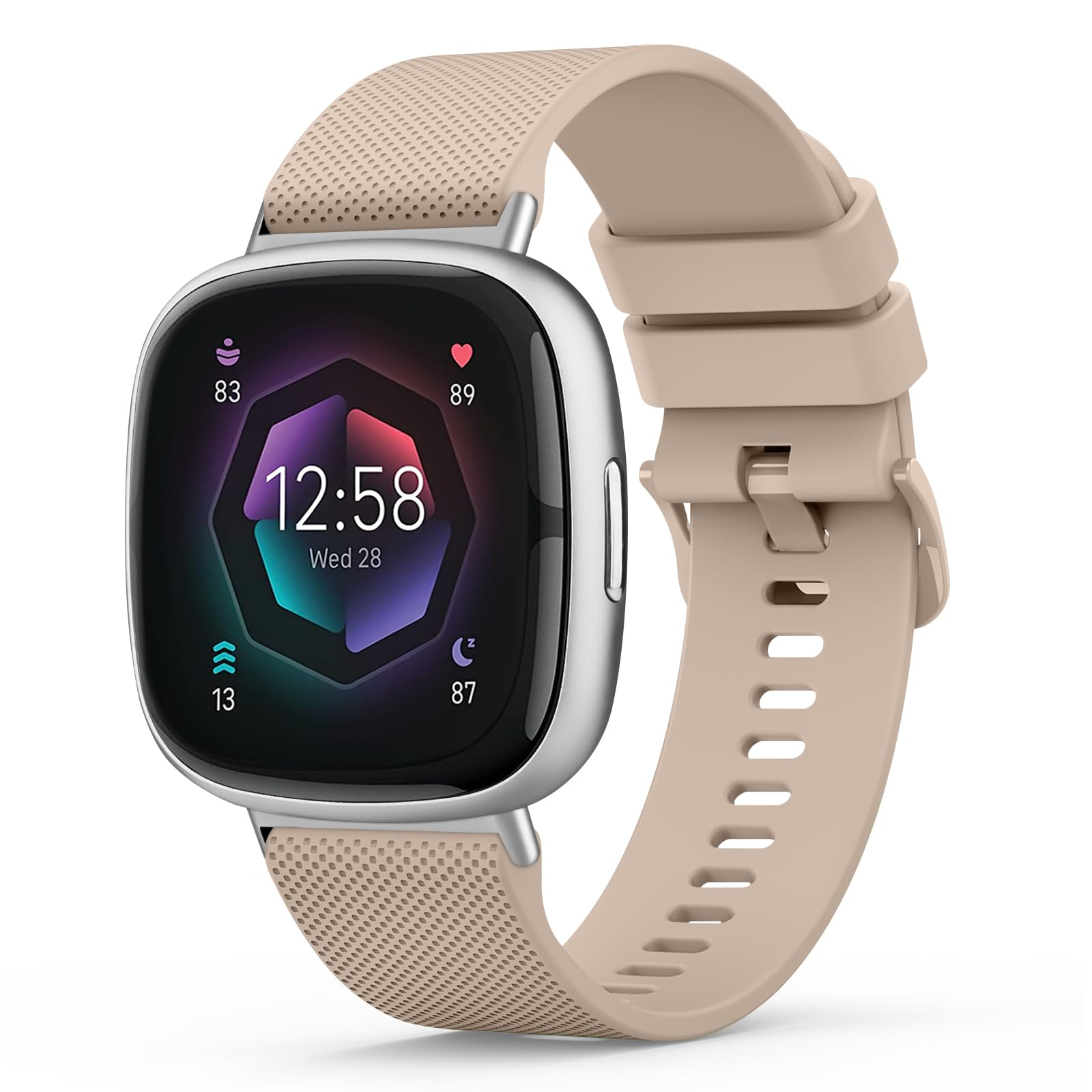 Tobfit Strap for Fitbit Versa 3 / Versa 4 Straps/Fitbit Sense/Sense 2 Strap for Women Men, Soft Silicone Replacement Straps Wristband Watchband Milk Tea